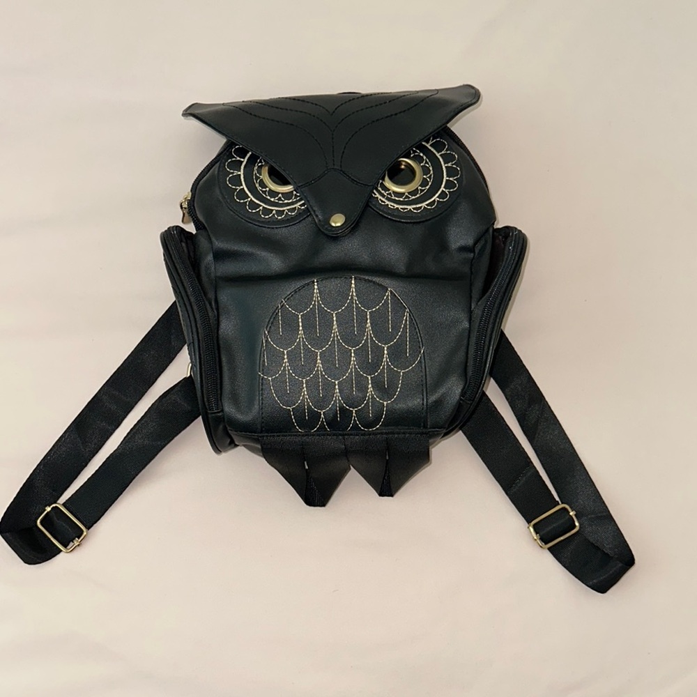 Owl Design Black Backpack